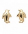 14K Yellow Gold Penguin Earrings Ear Jewelry 8mm - C2113D9V3IZ