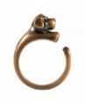 Enhanced Puppy Dog Adjustable Animal Wrap Ring Vintage Bronze Tone - CU11P6512T9