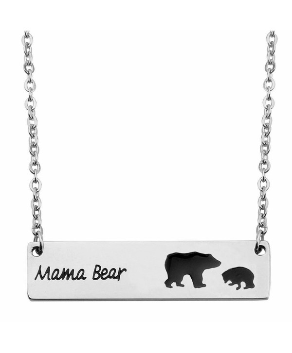 Sweet Family Mama Bear Necklace Mama-baby Necklace Mother's Day Gift Wife Gift Jewelry - sliver two bears - C3182K9MI7D