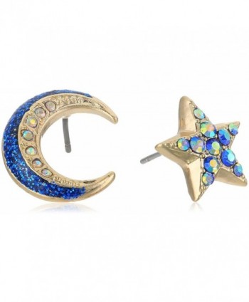 Betsey Johnson Womens Non-Matching Moon Earrings - Blue - C5185UUZZOQ