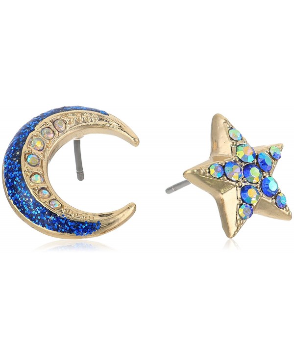 Betsey Johnson Womens Non-Matching Moon Earrings - Blue - C5185UUZZOQ