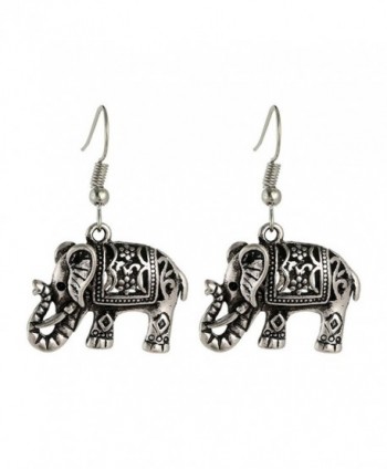 UHANGEHT Ancient Silver Boho Retro Animals Carve Elephants Drop Dangle Earrings - C0187I3WRK9