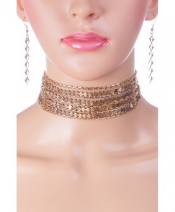 Kaylee Multi-Chain Choker Necklace and Earings Set - Gold Tone - CN12N2J5MOA