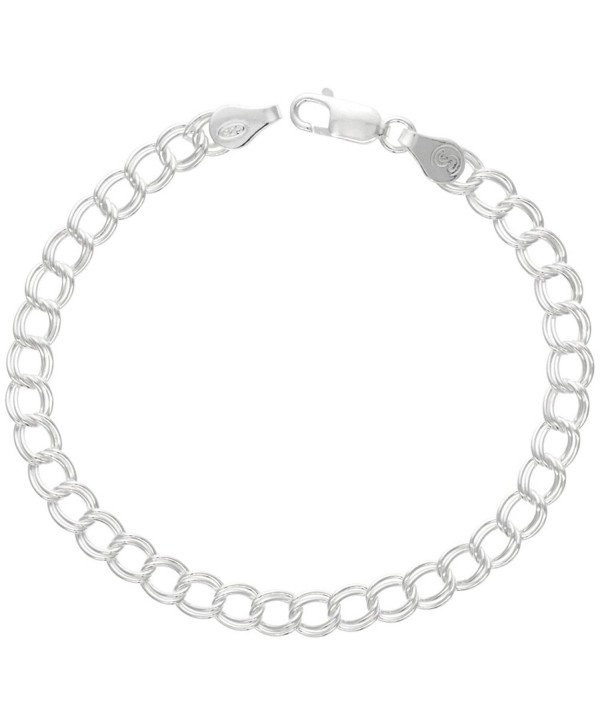 Sterling Silver Double Link Charm Bracelet Anklet Necklace 5.3 mm light Nickel Free Italy- 7-16 inch - CO11OG4UUXP