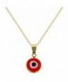 18k Gold Plated Protection Red Evil Eye Pendant Necklace Amulet Ladies 19" - C111QH51UPX