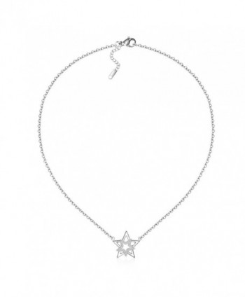 Evermarker Stainless Steel Lucky Star Shape Women Gift Pendant Chain Necklace - Silver - CP12CFW5WZP