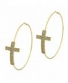 Large inches round earrings crystal in Women's Hoop Earrings