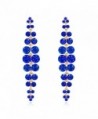 Bridal Wedding Elegant Jewelry Silver Tone Crystal Long Tassel Earrings Bridesmaid Fringe Dangle - Blue - CE12O6DRD1O