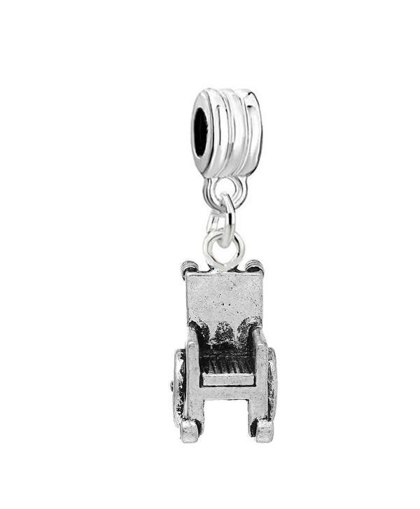 3D Wheelchair Dangling Charm Spacer Bead compatible with European Charm Bracelets - C012O5IFGJ6