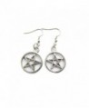 Ancient silver Pentagram Earrings-pentacle Earrings-wiccan Jewelry-pagan-pentagram Jewelry - CG12FNLF43P
