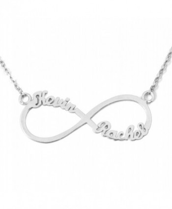 Personalized Infinity Name Necklace Infinity Pendant- Two Names Necklace Valentines Gift - Silver - C3182X3Z3EM