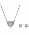 Nine West "Nw Boxed Gifting" Cubic Zirconia Heart Necklace and Earrings Jewelry Set - Silver - CC12I87PCER