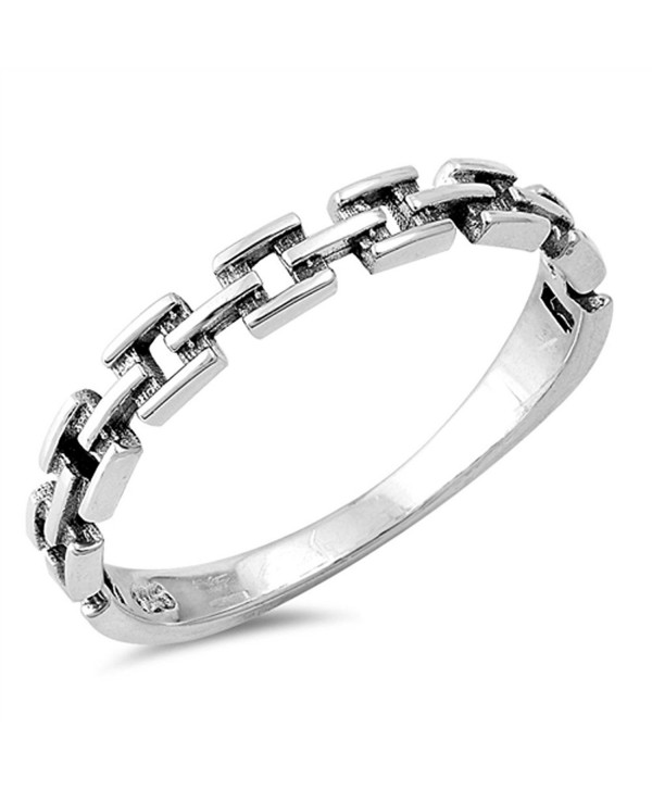 Oxidized Chain Link Biker Fashion Ring New .925 Sterling Silver Band Sizes 3-10 - C012JPCOSGR