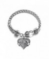 Palestine Pave Heart Charm Bracelet Silver Plated Lobster Clasp Clear Crystal Charm - CL123I3Q4YN
