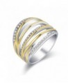 Mytys 2 Tone Gold and Silver Band Fashion Ring Twist Crystal Wide Statement Rings - C717YZ329U7