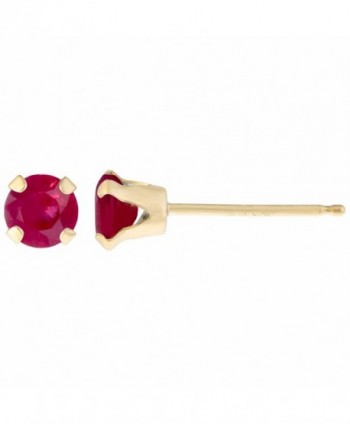 .68 CT Round 4MM Red Ruby 14K Yellow Gold Women's Stud Birthstone Earrings - CG12G6T5C1R