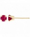 .68 CT Round 4MM Red Ruby 14K Yellow Gold Women's Stud Birthstone Earrings - CG12G6T5C1R