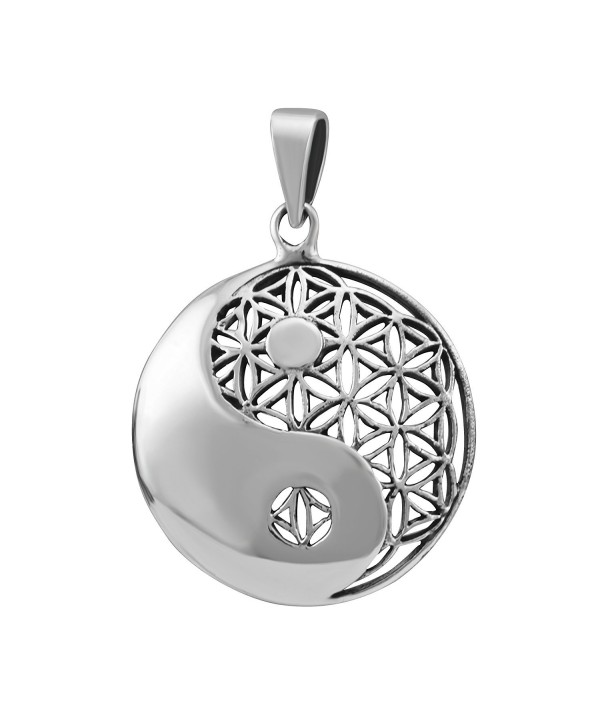 WithLoveSilver Sterling Silver 925 Charm Celtic Round Yin Yang Cut Out Flower of Life Pendant - CM11WUPMJ3B