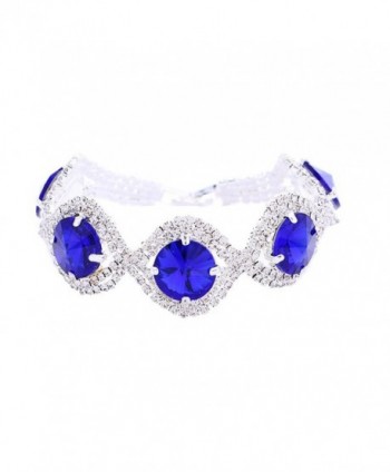 Superhai Large Pieces Round Diamond Bracelet Luxury - Blue - C01288OTDA3