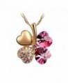 KATGI Fashion Lucky Charm Crystal Four Leaf Clover Pendant Necklace - CK11K51QEP1