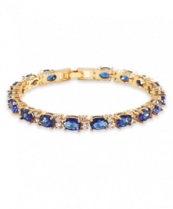 GULICX Gold Plated Bangle Roman Tennis Bracelet Sparkling Sapphire Color Blue Cubic Zirconia - CS12EQ6XN9P