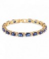 GULICX Gold Plated Bangle Roman Tennis Bracelet Sparkling Sapphire Color Blue Cubic Zirconia - CS12EQ6XN9P