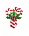 Lux Accessories Christmas Xmas Holiday Triple Candy Cane Mistletoe Brooch Pin - C717YSK2Y3L