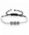8MM CZ Ball Beads Braiding Macrame Men Bracelet Zirconia Copper Jewelry - silver - CW185I0YUS9
