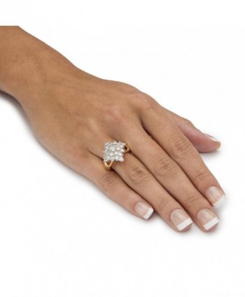 Zirconia Gold Plated Diamond Shaped Cluster Cocktail in Women's Statement Rings