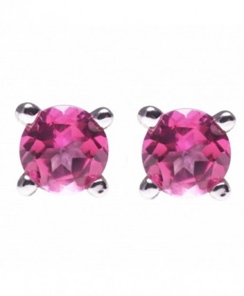 SheColour 1.2 Ct Round 6mm Natural Pink Topaz 925 Steerling Silver Stud Earrings - C3184Q28Y5M