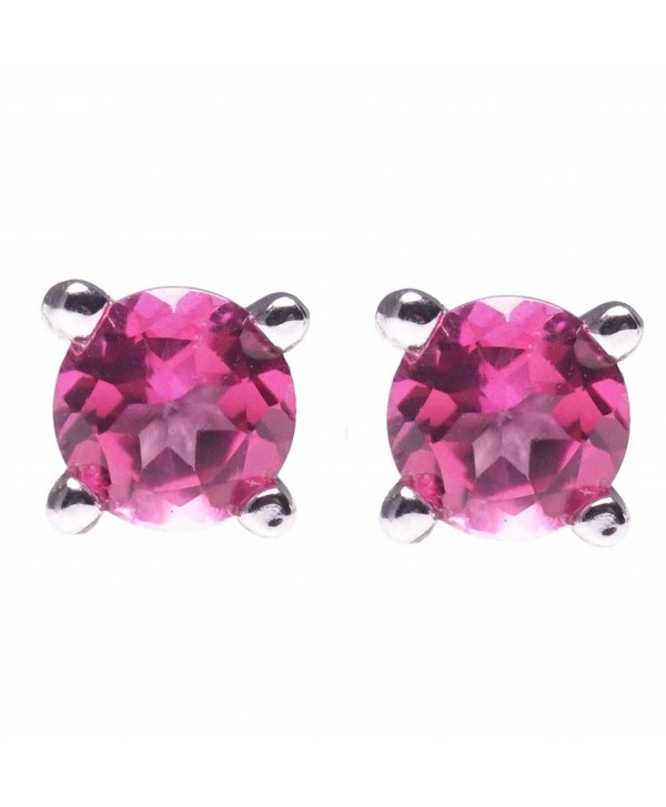 SheColour 1.2 Ct Round 6mm Natural Pink Topaz 925 Steerling Silver Stud Earrings - C3184Q28Y5M