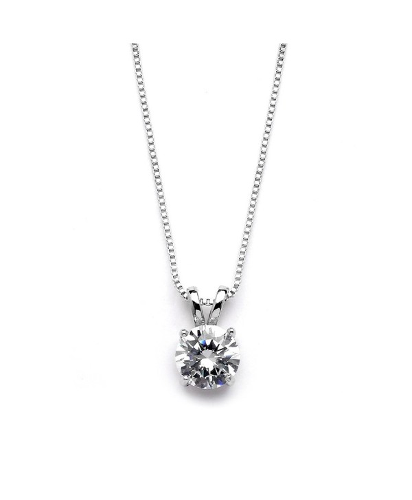 Mariell Genuine Platinum Plated Round-Cut 2 Carat Cubic Zirconia Necklace Pendant - Adjustable Length - CO12MNL8809