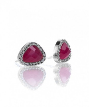 PAVOI 14K GOLD Plated Gemstone Earrings CZ Simulated Diamond Stud Earrings - Purple Jasper - CC17Z6N8UHC