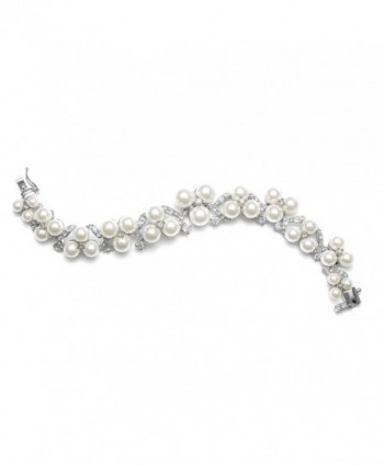 Mariell Bold Ivory Pearl Bridal Bracelet with CZ for Weddings - Our Best Selling Women's Pearl Bracelets - CI121KHGZL1