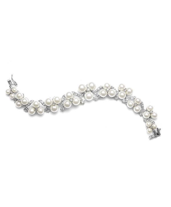 Mariell Bold Ivory Pearl Bridal Bracelet with CZ for Weddings - Our Best Selling Women's Pearl Bracelets - CI121KHGZL1