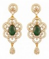 Touchstone Bollywood Rhinestone designer earrings - Green - CD17YXW8S0C