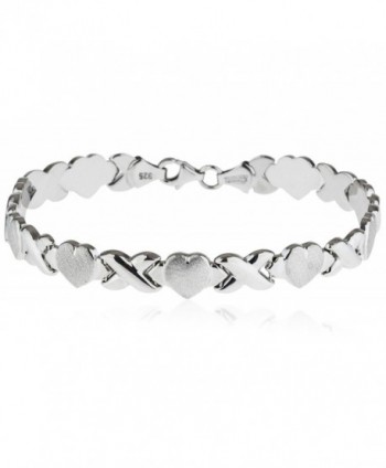 SilverLuxe Rhodium Plated 925 Sterling Silver Hugs and Kisses XOXO Bracelet - CZ12GU9PZDD