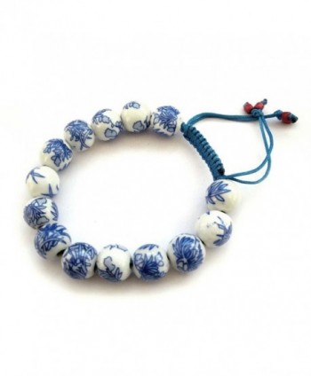 12mm Porcelain Vintage Style Beads Wrist Mala Bracelet for Meditation - CC117O2NBKZ
