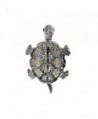 Alilang Silvery Tone Iridescent Colored Rhinestones Turtle Tortoise Brooch Pin - CW117BO81NN