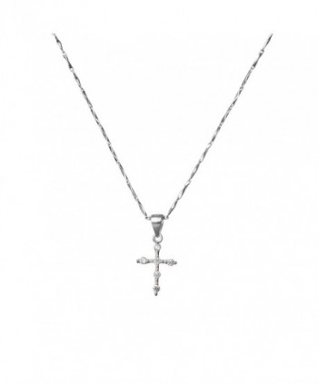 Sterling Silver Cubic Zirconia Cross Pendant with 18'' Linked Chain Necklace Fine Jewelry - C3184A99SA6