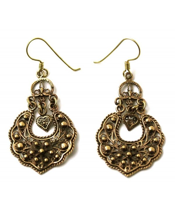 Bronze Bohemian Hippie Boho Vine Curve Filigree Drop Dangle Earrings Vintage Thailand Jewelry - C212HF3R4BJ