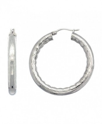 Stainless Steel Hoop Earrings 1 1/2 inch Bamboo Pattern 5mm Thick Tube Light Weight - C01169EA5WZ