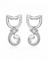 YFN 925 Sterling Silver Cute Mini Love Cat Women Girl Stud Earrings (Cat Stud Earring) - CX182GGKX3Q
