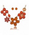 Flower Theme Designer Necklace Set with Earrings by Jewelry Nexus - Orange - CY11DKA110V