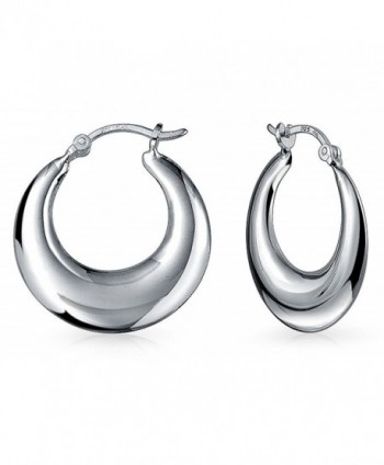 Bling Jewelry Sterling Silver Small Heavy Graduated Crescent Hoop Earrings - CE1298A5Q8T