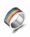 Nanafast Titanium Stainless Steel Gays & Lesbians LGBT Pride Rainbow Flag Band Ring Jewelry - CA121M7D1ZR
