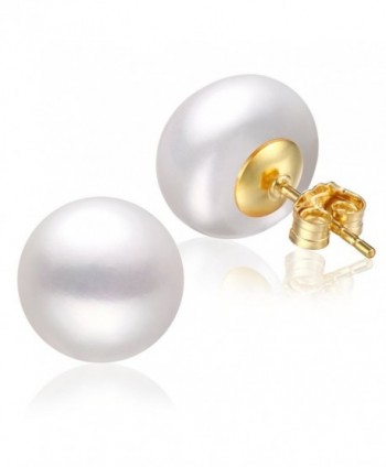 YAN & LEI 14K Gold Filled 5.5 to 10 MM Freshwater Cultured White Pearl Button Shape Stud Earrings - CE186T28IR6