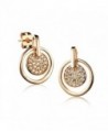 LOHOME Titanium Steel Champagne Gold Tone Wafer Charm Zircon Stud Earrings for Womens - CK12BQ9Y7Z9