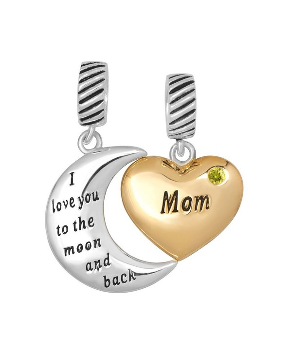 CoolJewelry Sterling Silver Jan-Dec Birthday Mom Charm I Love You To The Moon And Back Beads - CH17YIICWQD