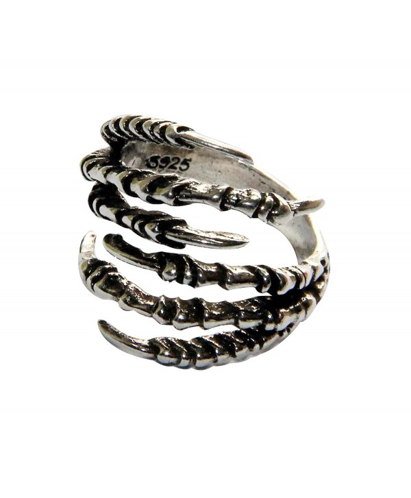 925 Silver Plated Copper Punk Eagle Claw Ring Gothic Ring Decorative Ring- 6 - C111DYGPFAD